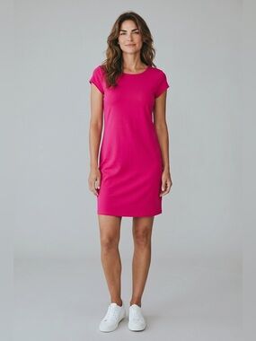 Susana Monaco Short Sleeve Knee Length Dress Pink Size Medium